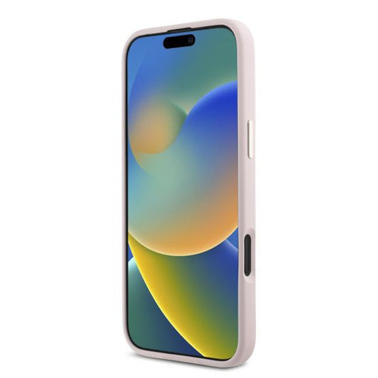 Deksel for Apple iPhone 16 Plus, Guess, Script Metal Logo & Frame, Rosa