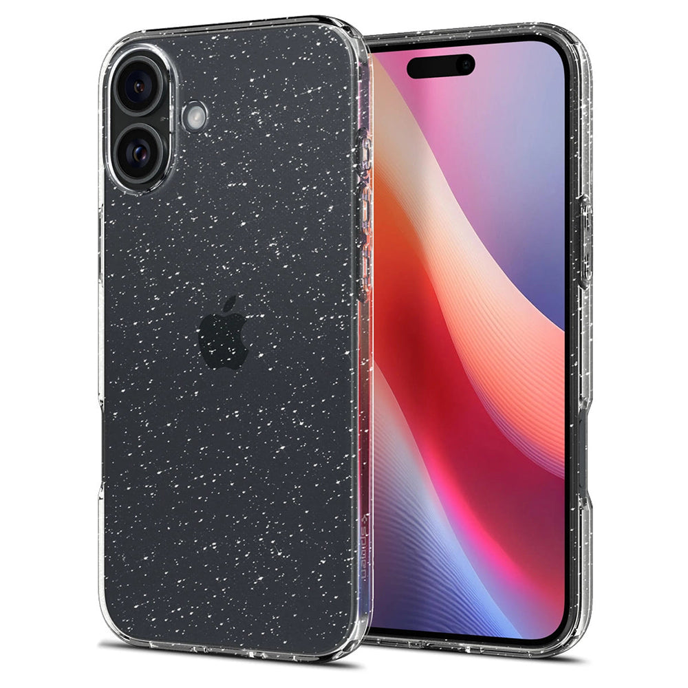 Deksel for Apple iPhone 16 Plus, Spigen, Liquid Crystal Glitter, Gjennomsiktig