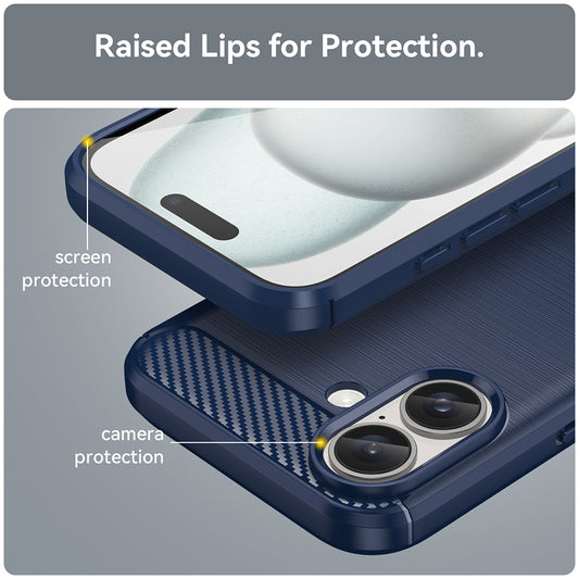 Deksel for Apple iPhone 16 Plus, Techsuit, Karbon, Blå