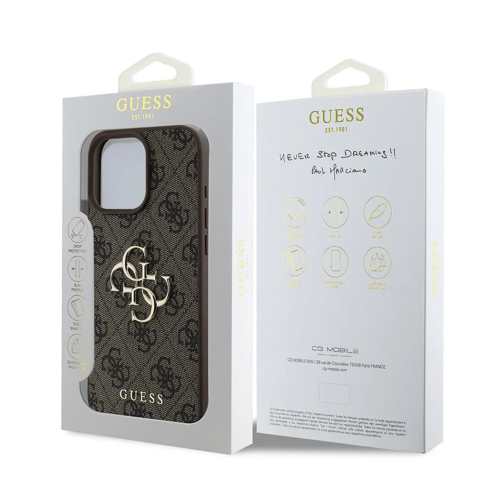 Deksel for Apple iPhone 16 Pro, Guess, 4G Big Logo, Brun