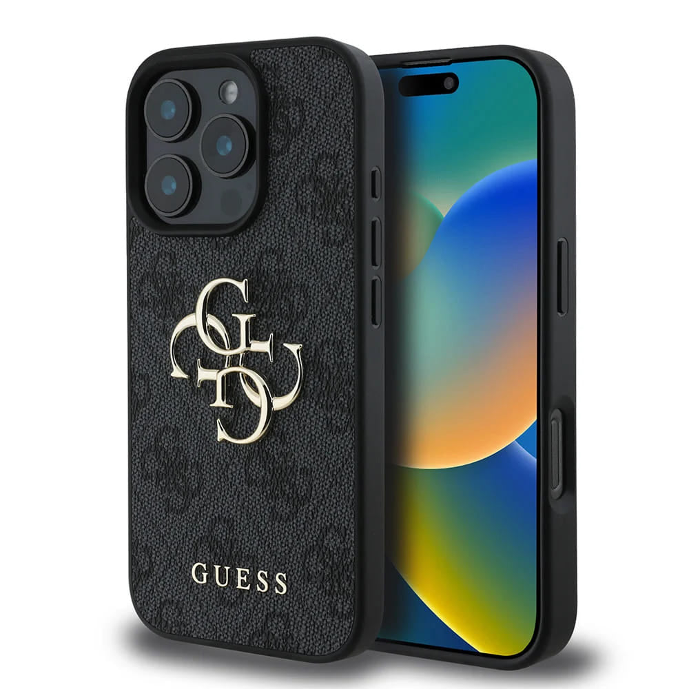 Deksel for Apple iPhone 16 Pro, Guess, 4G Big Logo, Svart