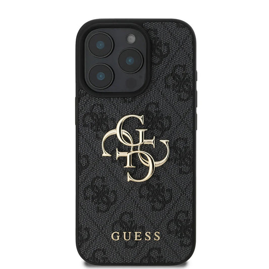 Deksel for Apple iPhone 16 Pro, Guess, 4G Big Logo, Svart