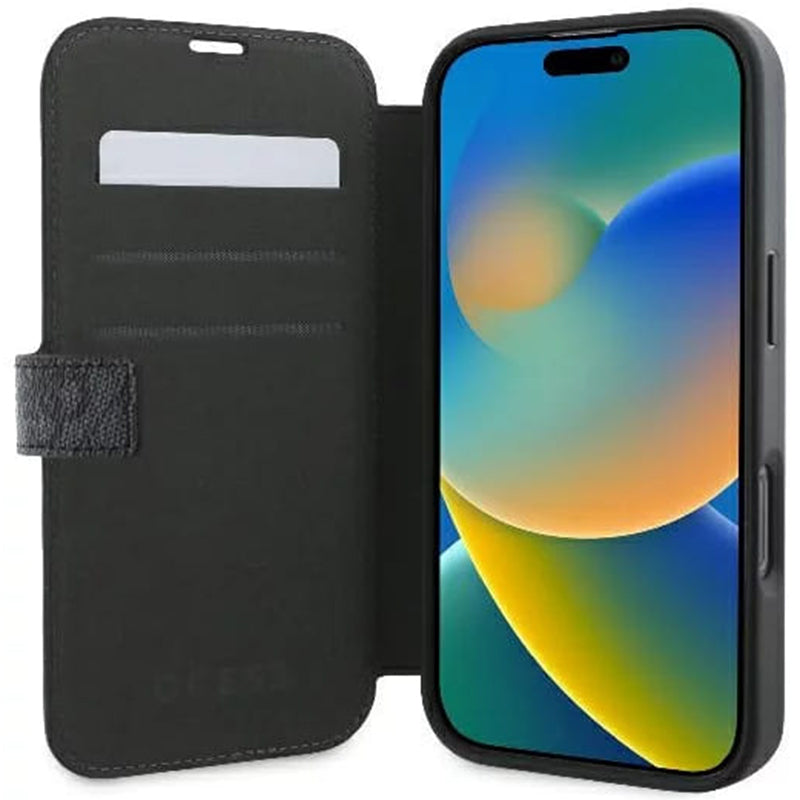 Deksel for Apple iPhone 16 Pro, Guess, 4G Book, Svart