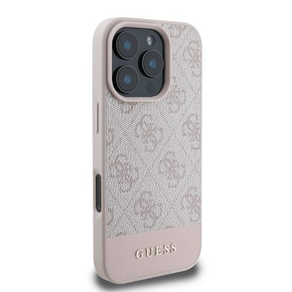 Deksel for Apple iPhone 16 Pro, Guess, 4G Bottom Stripe, Rosa