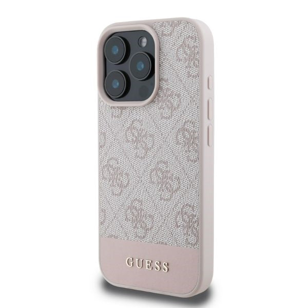 Deksel for Apple iPhone 16 Pro, Guess, 4G Bottom Stripe, Rosa