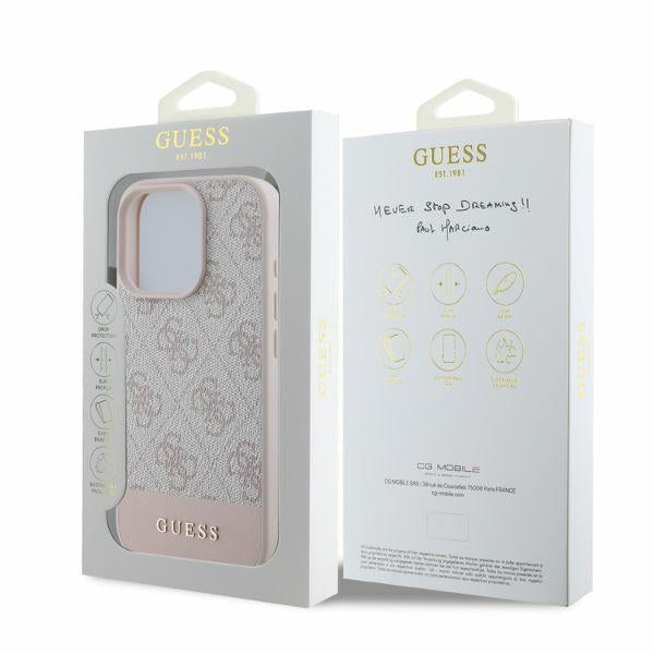 Deksel for Apple iPhone 16 Pro, Guess, 4G Bottom Stripe, Rosa