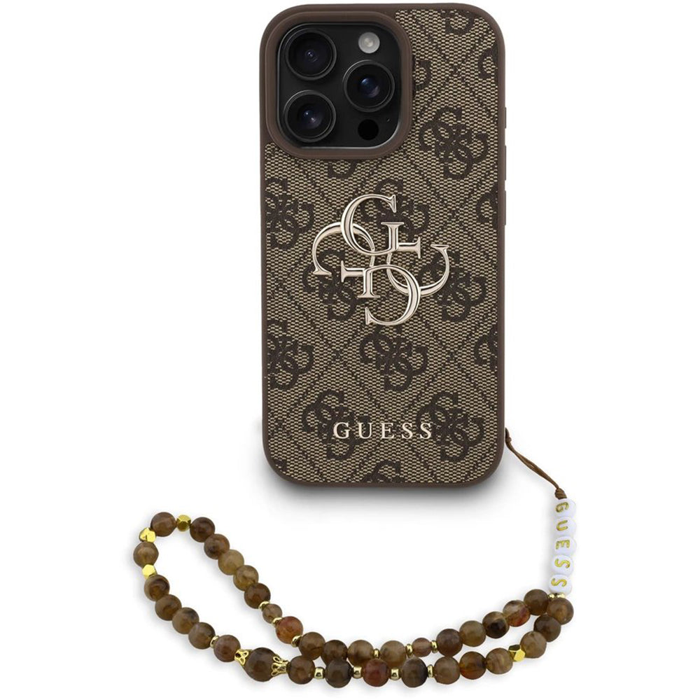 Deksel for Apple iPhone 16 Pro, Guess, 4G Classic Logo with Strap, Brun