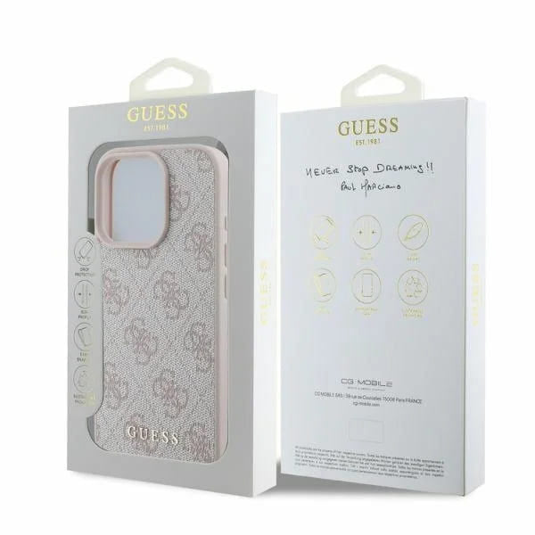 Deksel for Apple iPhone 16 Pro, Guess, 4G Classic, Rosa