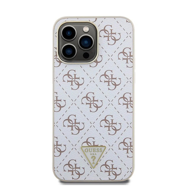 Deksel for Apple iPhone 16 Pro, Guess, 4G Triangle Logo, Hvit