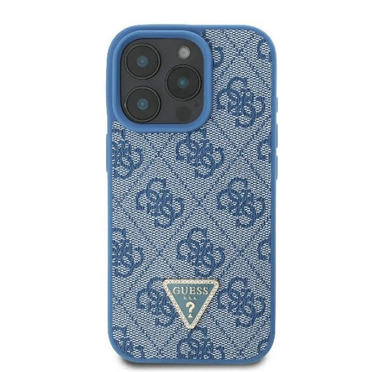 Deksel for Apple iPhone 16 Pro, Guess, Crossbody 4G Triangle Strass, Blå