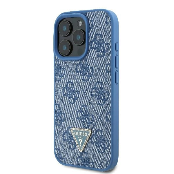 Deksel for Apple iPhone 16 Pro, Guess, Crossbody 4G Triangle Strass, Blå