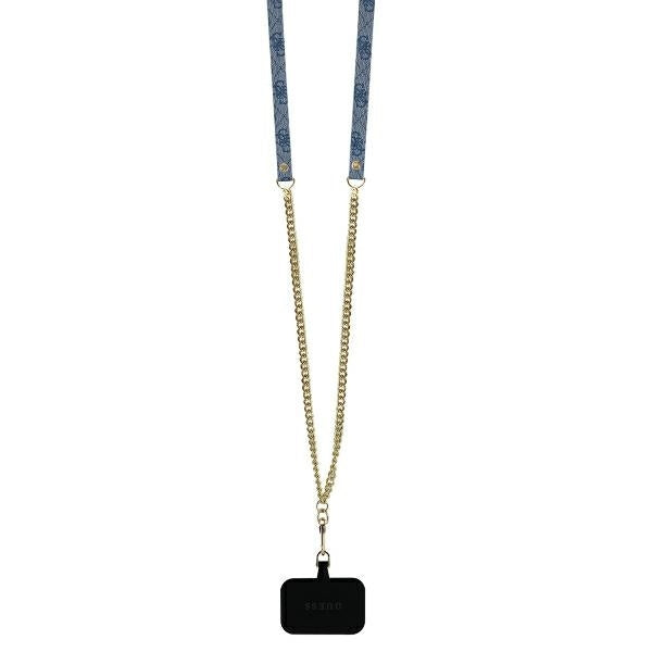 Deksel for Apple iPhone 16 Pro, Guess, Crossbody 4G Triangle Strass, Blå