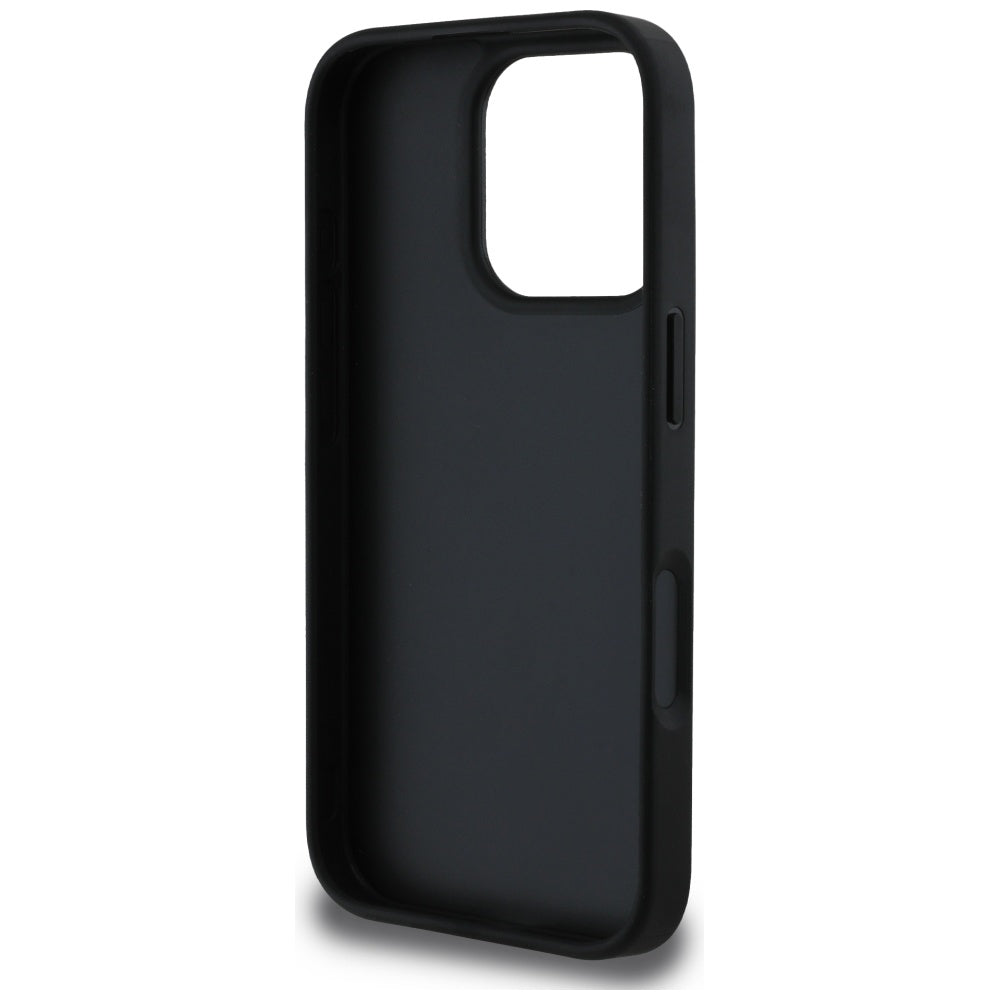 Deksel for Apple iPhone 16 Pro, Guess, Grained Big 4G Logo Small Classic Logo, Svart