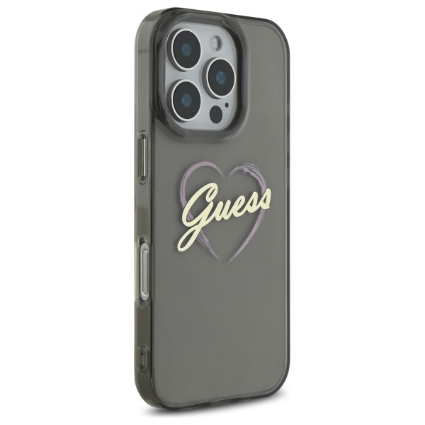 Deksel for Apple iPhone 16 Pro, Guess, IML Heart, Svart