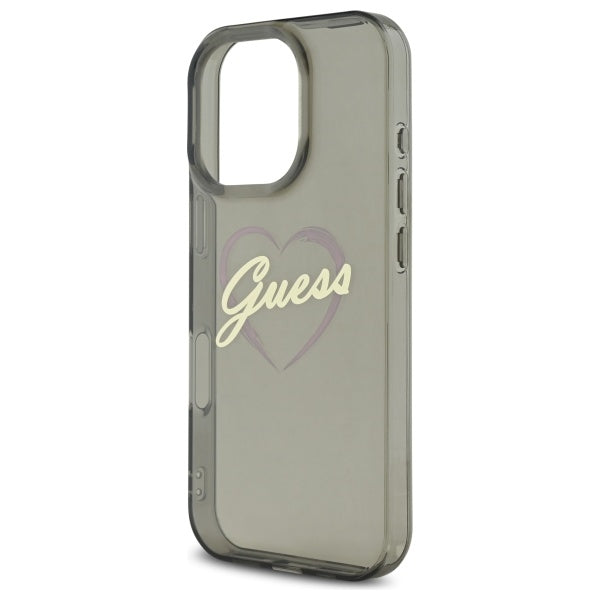 Deksel for Apple iPhone 16 Pro, Guess, IML Heart, Svart