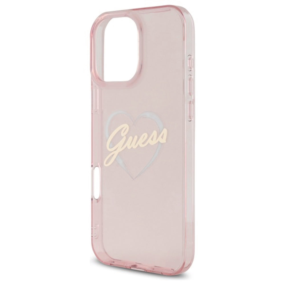 Deksel for Apple iPhone 16 Pro, Guess, IML Heart, Rosa