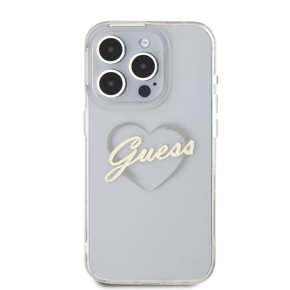Deksel for Apple iPhone 16 Pro, Guess, IML Heart, Gjennomsiktig