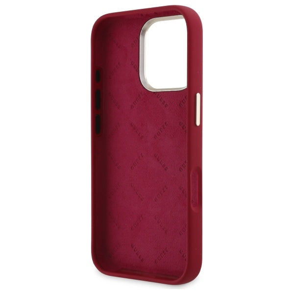 Deksel for Apple iPhone 16 Pro, Guess, Script Metal Logo, Rød