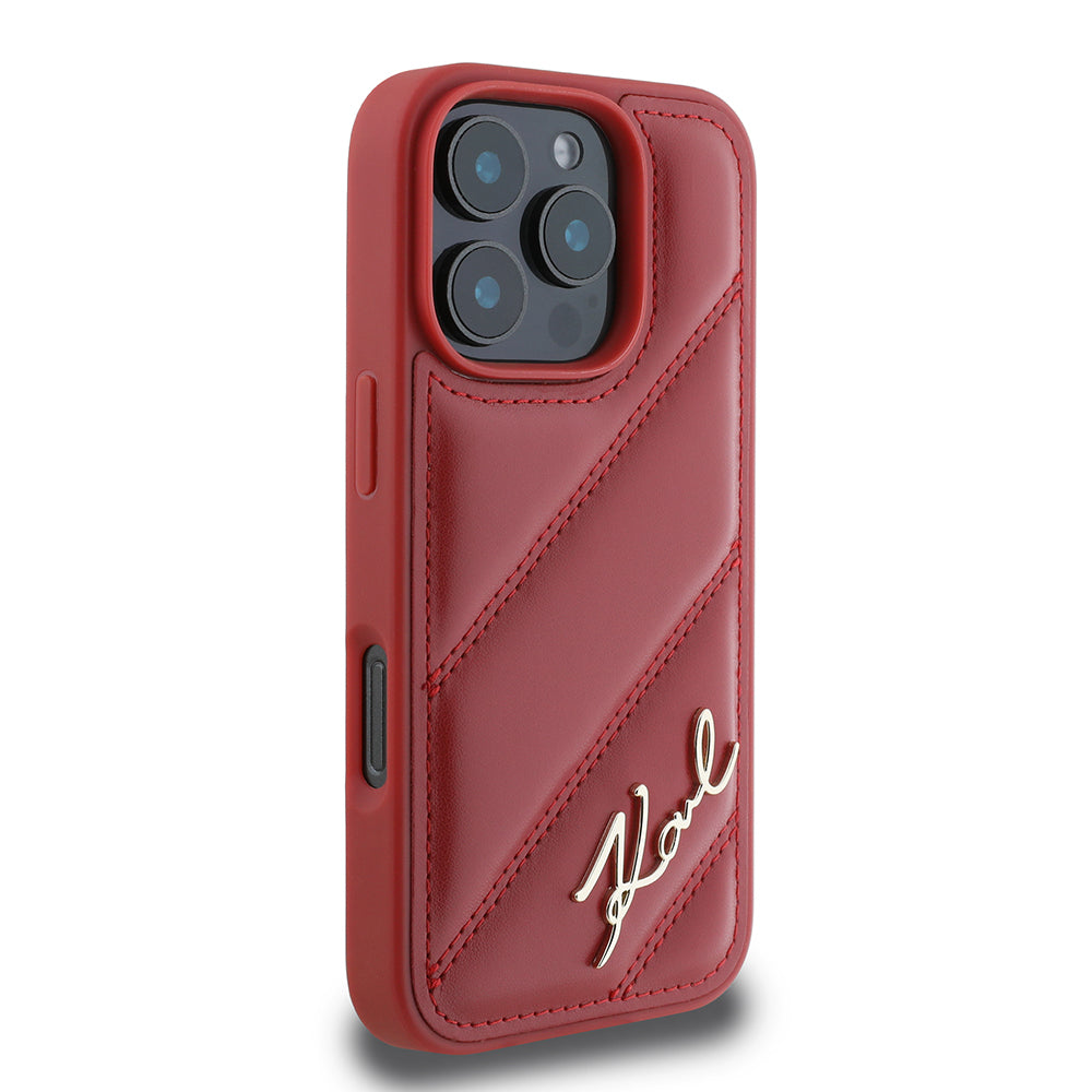 Deksel for Apple iPhone 16 Pro, Karl Lagerfeld, Diagonal Quilted Script, Rosie