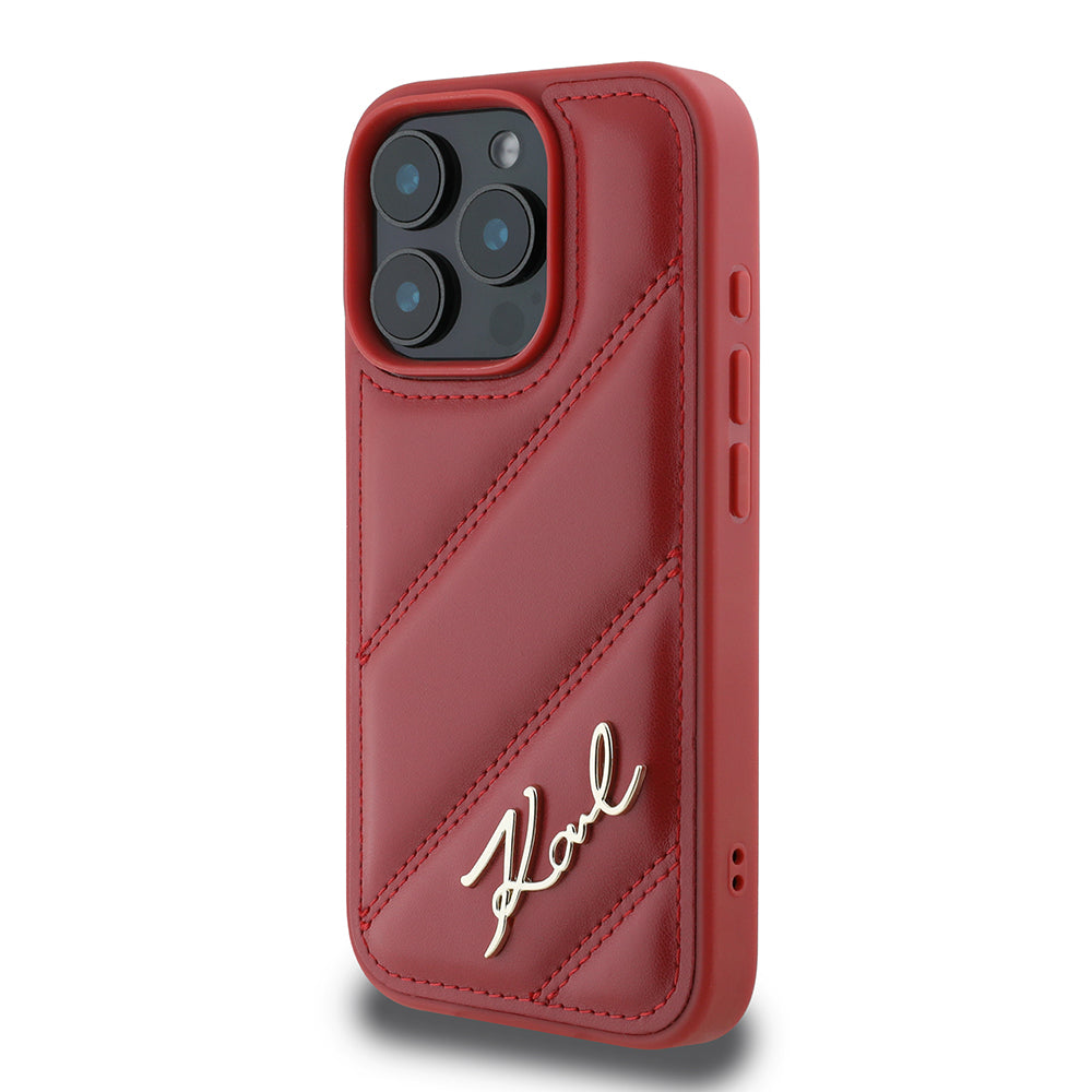 Deksel for Apple iPhone 16 Pro, Karl Lagerfeld, Diagonal Quilted Script, Rosie