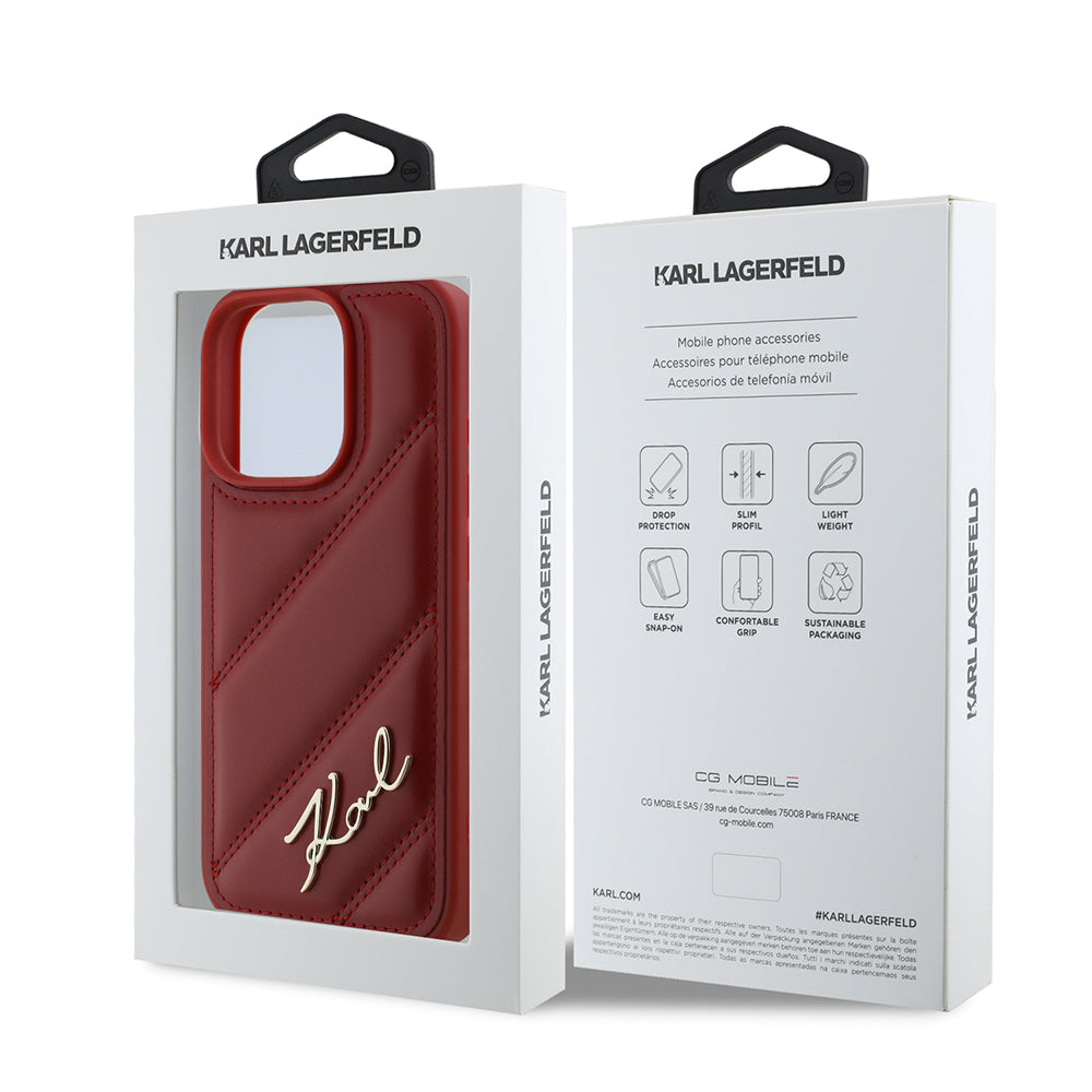 Deksel for Apple iPhone 16 Pro, Karl Lagerfeld, Diagonal Quilted Script, Rosie