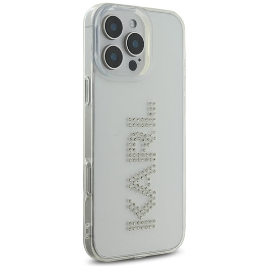 Deksel for Apple iPhone 16 Pro, Karl Lagerfeld, IML Rhinestones Transparent Logo, Gjennomsiktig