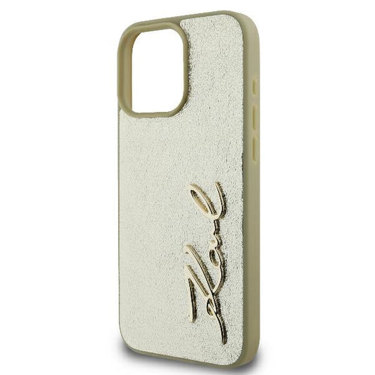Deksel for Apple iPhone 16 Pro, Karl Lagerfeld, Metal Signature, Gull