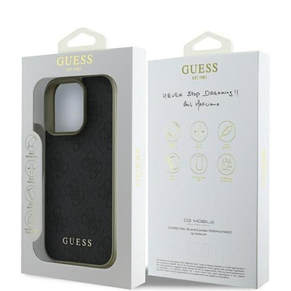 Deksel for Apple iPhone 16 Pro Max, Guess, 4G Charm, Svart