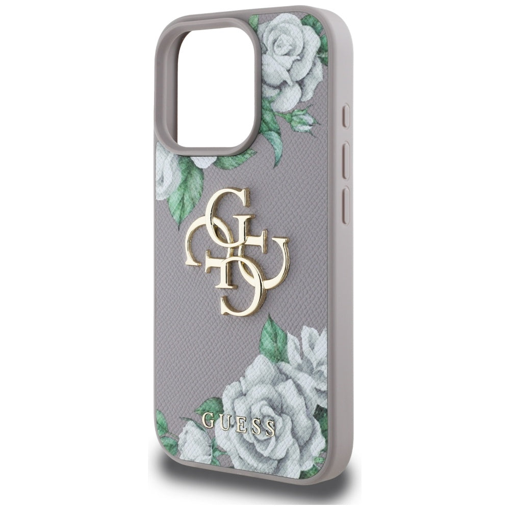 Deksel for Apple iPhone 16 Pro Max, Guess, 4G Grained Roses Big Logo, Lilla