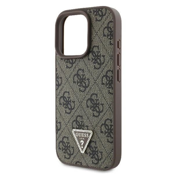 Deksel for Apple iPhone 16 Pro Max, Guess, Crossbody 4G Triangle Strass, Brun