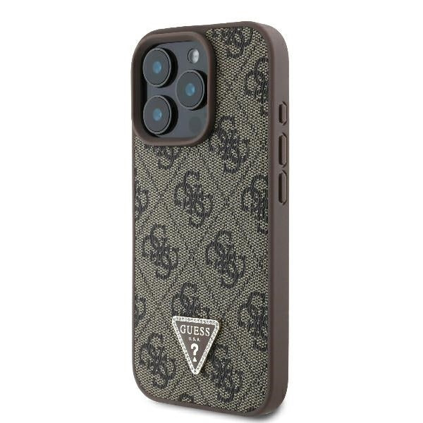 Deksel for Apple iPhone 16 Pro Max, Guess, Crossbody 4G Triangle Strass, Brun
