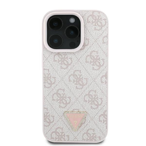 Deksel for Apple iPhone 16 Pro Max, Guess, Crossbody 4G Triangle Strass, Rosa