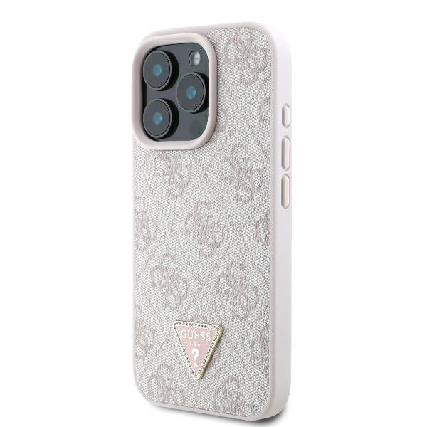 Deksel for Apple iPhone 16 Pro Max, Guess, Crossbody 4G Triangle Strass, Rosa