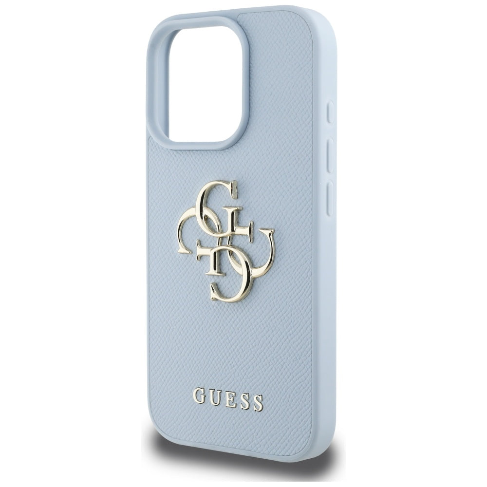 Deksel for Apple iPhone 16 Pro Max, Guess, Grained Big 4G Logo Small Classic Logo, Blå