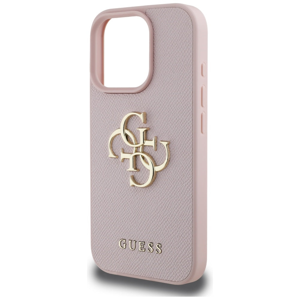 Deksel for Apple iPhone 16 Pro Max, Guess, Grained Big 4G Logo Small Classic Logo, Rosa