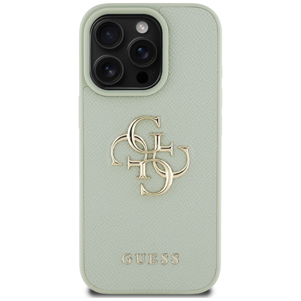 Deksel for Apple iPhone 16 Pro Max, Guess, Grained Big 4G Logo Small Classic Logo, Grønn