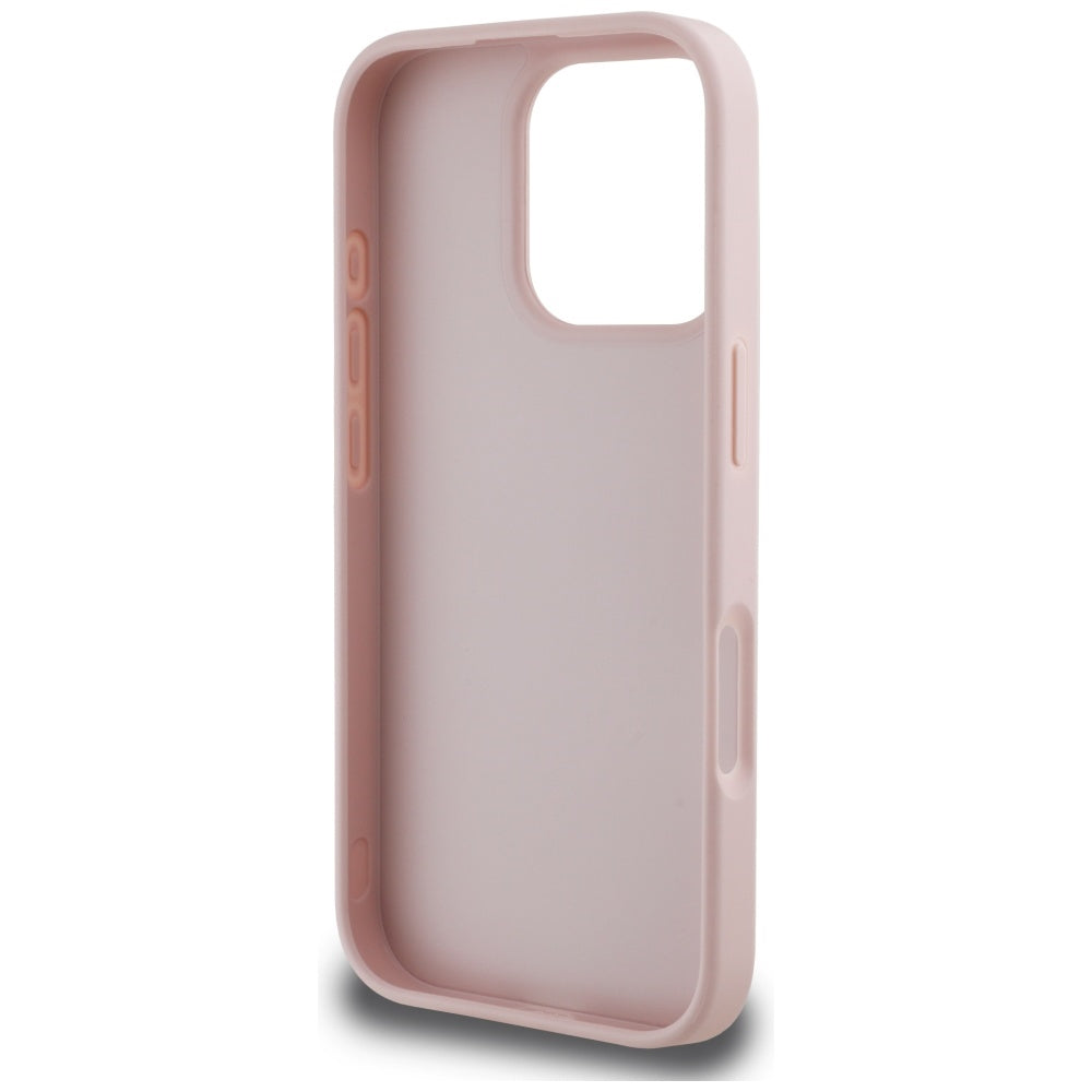 Deksel for Apple iPhone 16 Pro Max, Guess, Hot Stamp 4G Pattern Triangle Logo, Rosa