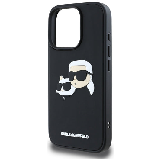Deksel for Apple iPhone 16 Pro Max, Karl Lagerfeld, 3D Rubber Karl & Choupette, Svart