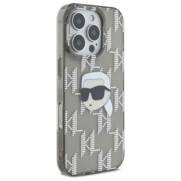 Deksel for Apple iPhone 16 Pro Max, Karl Lagerfeld, IML Luxury Electroplated Karl's Head, Svart