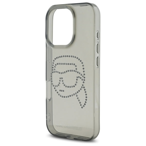 Deksel for Apple iPhone 16 Pro Max, Karl Lagerfeld, IML Rhinestones Karl's Head, Svart