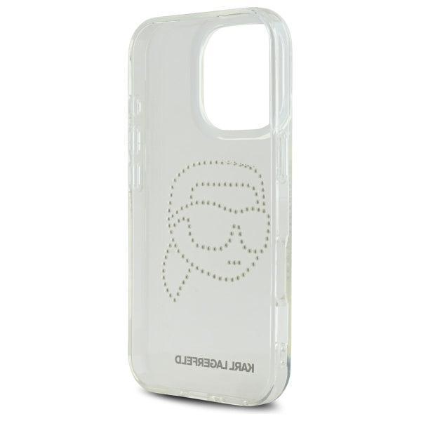 Deksel for Apple iPhone 16 Pro Max, Karl Lagerfeld, IML Rhinestones Karl's Head, Gjennomsiktig
