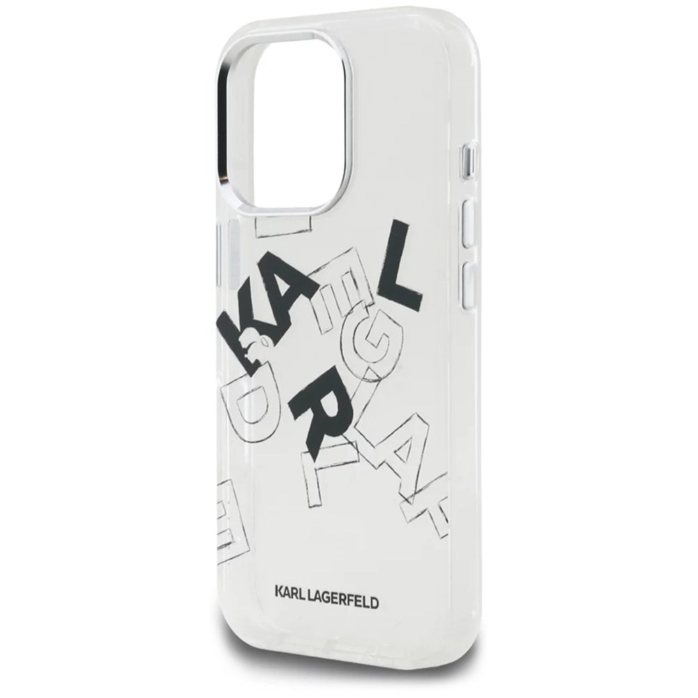 Deksel for Apple iPhone 16 Pro Max, Karl Lagerfeld, IML Sketched Graphic Logo, Gjennomsiktig