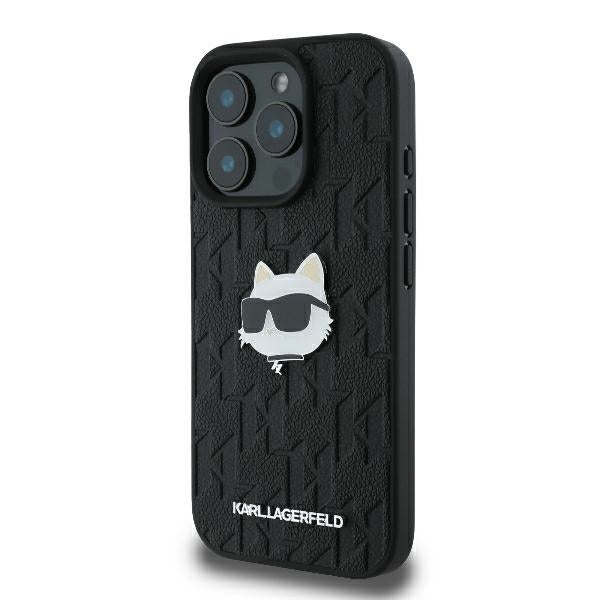Deksel for Apple iPhone 16 Pro Max, Karl Lagerfeld, Monogram Choupette's Head, Svart