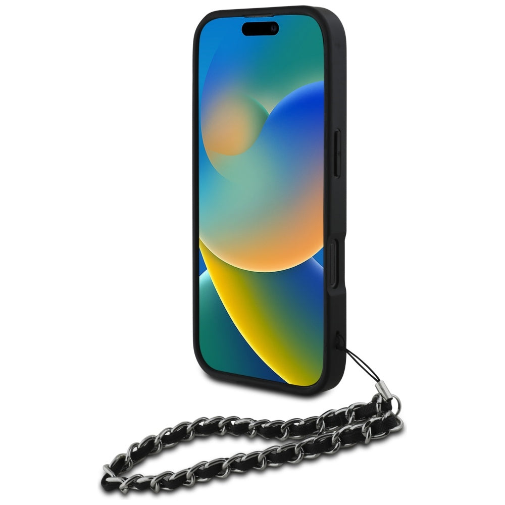 Deksel for Apple iPhone 16 Pro Max, Karl Lagerfeld, Saffiano Crystals & Charm, Svart
