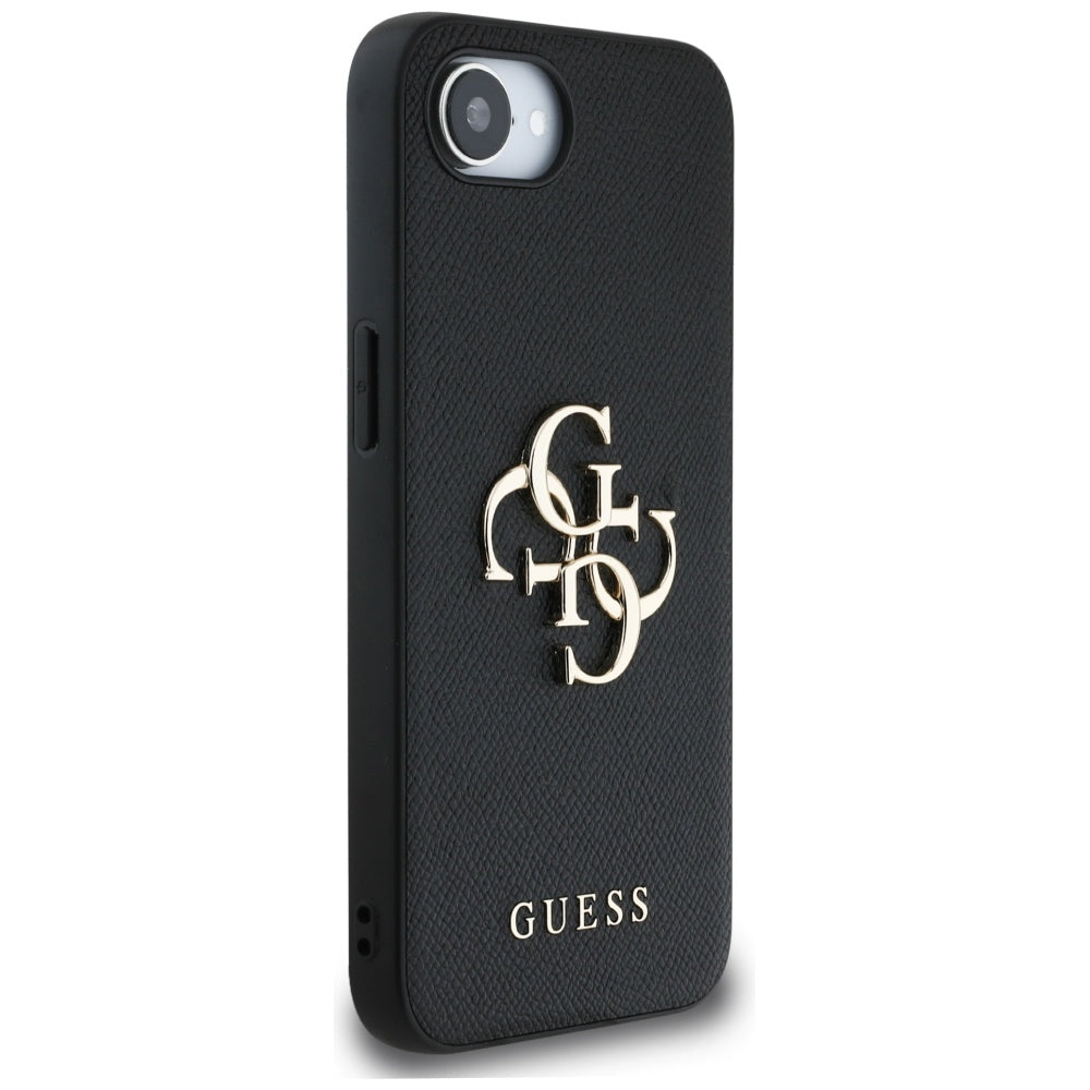 Deksel for Apple iPhone 17e / 16e, Guess, 4G Grained Big and Classic Logo, Svart