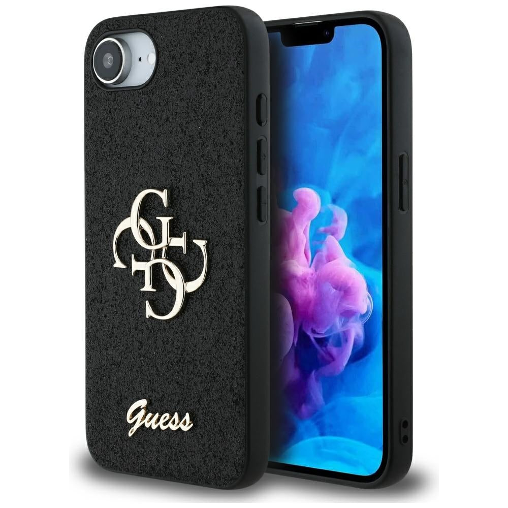 Deksel for Apple iPhone 17e / 16e, Guess, Fixed Glitter Big 4G, Svart