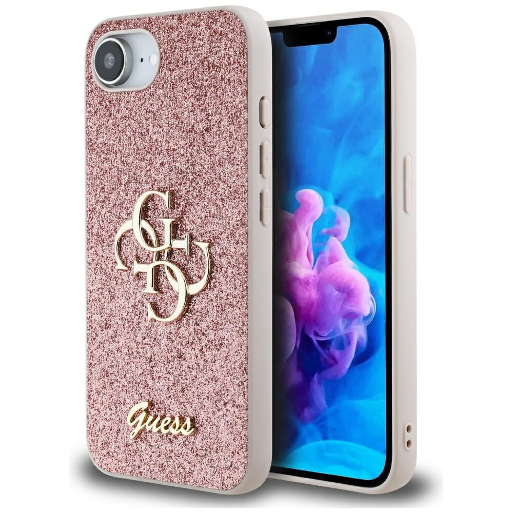 Deksel for Apple iPhone 17e / 16e, Guess, Fixed Glitter Big 4G, Rosa