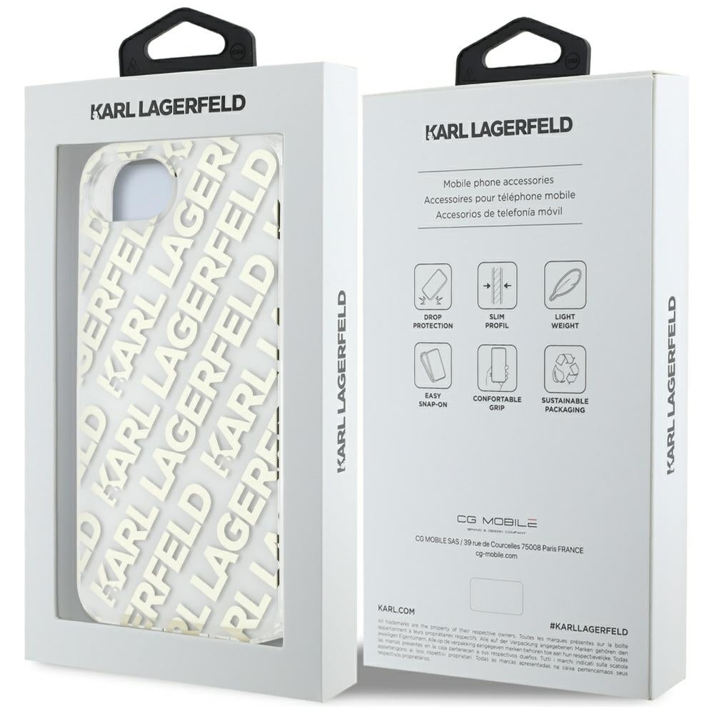 Deksel for Apple iPhone 17e / 16e, Karl Lagerfeld, IML Luxury Gold Fullover Logo, Gull