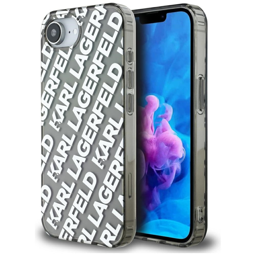 Deksel for Apple iPhone 17e / 16e, Karl Lagerfeld, IML Luxury Silver Fullover Logo, Sølv