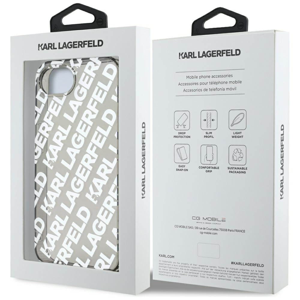 Deksel for Apple iPhone 17e / 16e, Karl Lagerfeld, IML Luxury Silver Fullover Logo, Sølv